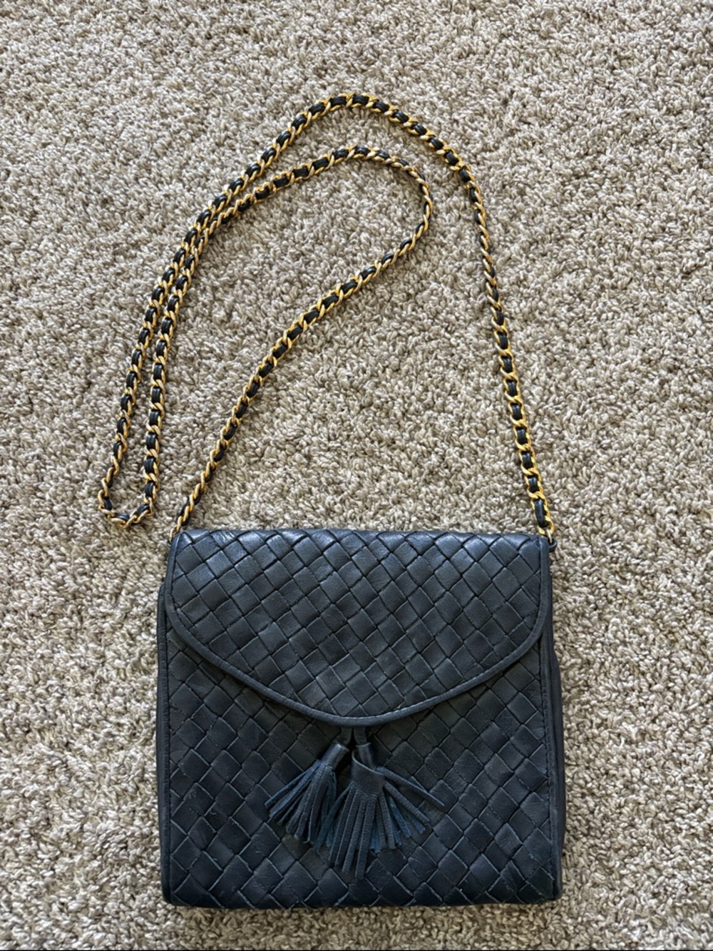 Vintage Woven Leather Crossbody Bag